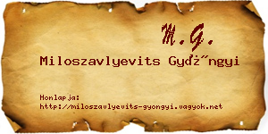 Miloszavlyevits Gyöngyi névjegykártya